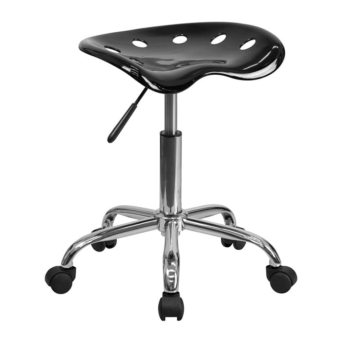 Vibrant Black Tractor Seat and Chrome Stool