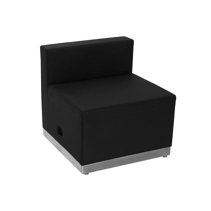 Black Leather Chair with Brushed Stainless Steel Base