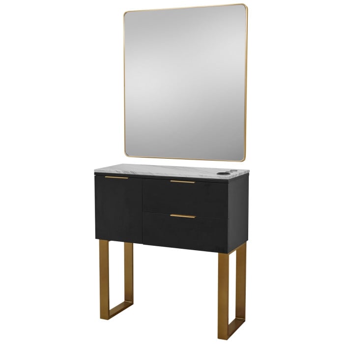 Pibbs 6002 Capri Styling Station w/ Legs & Standard Mirror