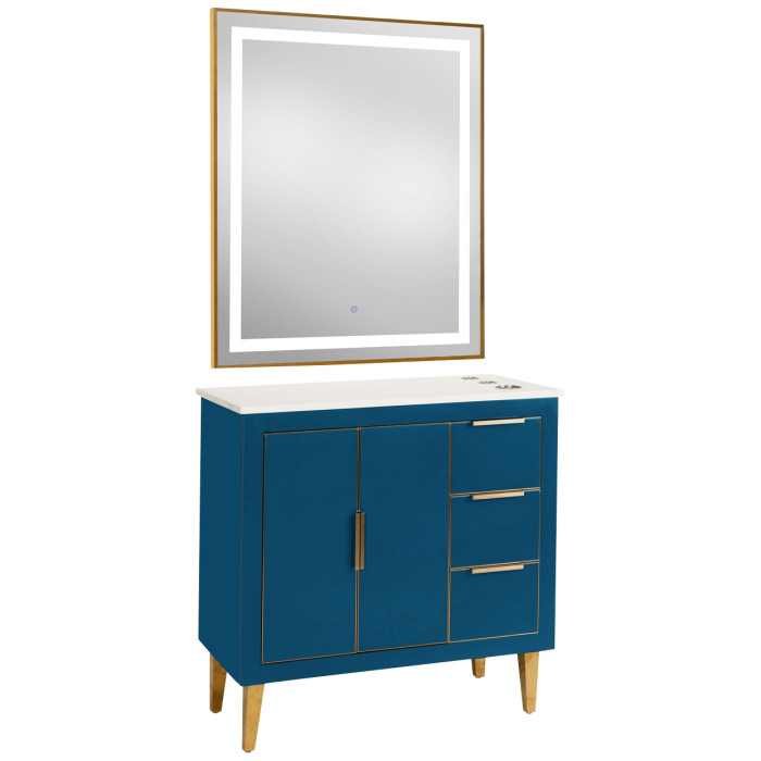 Omega 36" Blue Vanity Station & Mirror