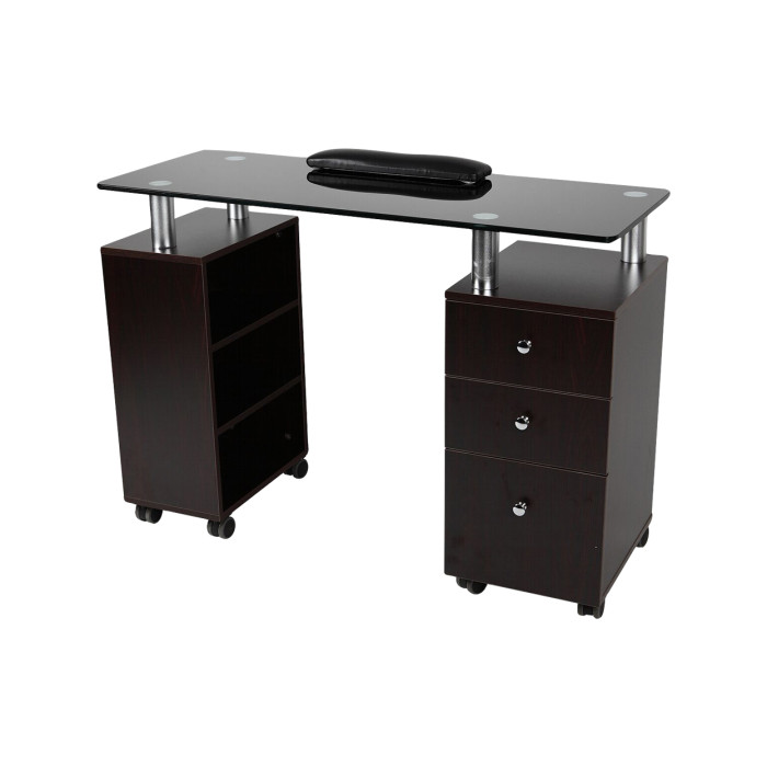 J&A Glass Top Manicure Table