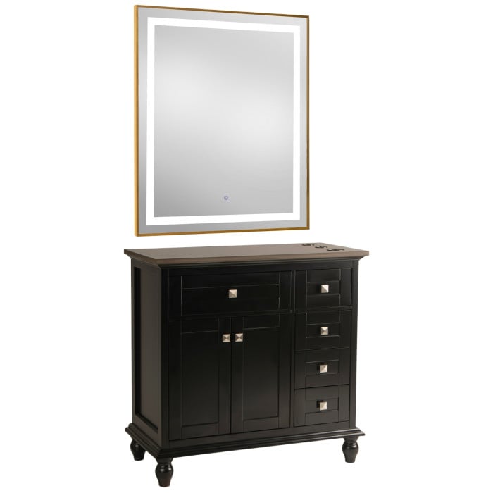 Madison 36" Black Vanity Styling Station & Mirror