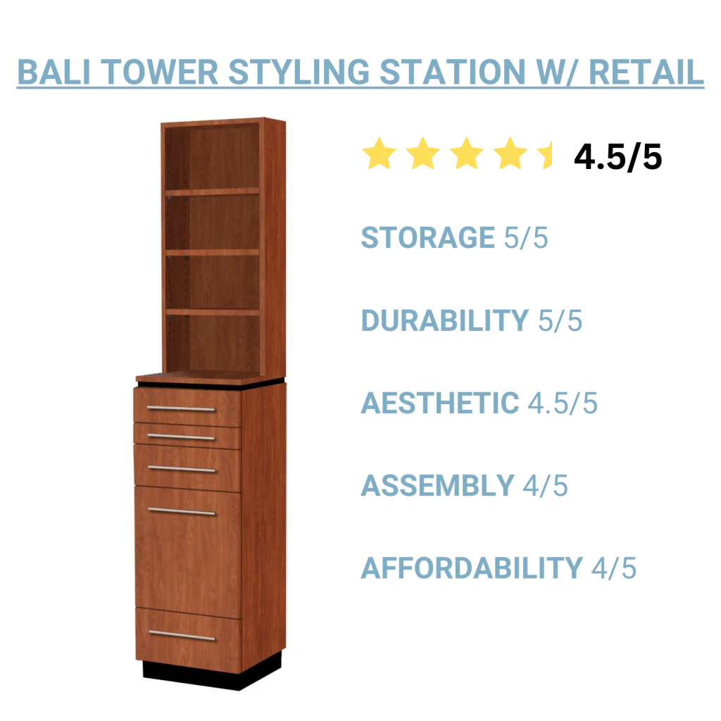 Bali Tower Free-Standing Styling Station with retail space, rated 4.5<br /></picture>
out of 5 stars.